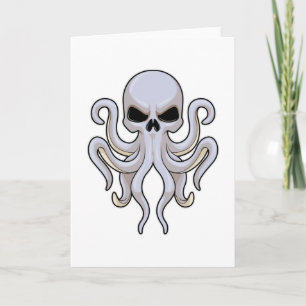 Octopus met 8 armen en schedel kaart