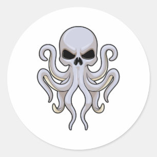 Octopus met 8 armen en schedel ronde sticker