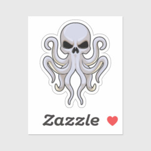 Octopus met 8 armen en schedel sticker