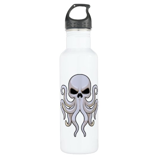 Octopus met 8 armen en schedel waterfles  (Voorkant)