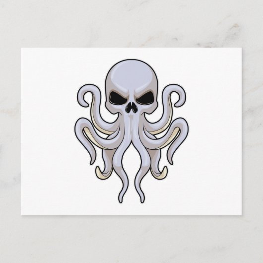 Octopus met 8 Armen & Schedel Briefkaart (Voorkant)