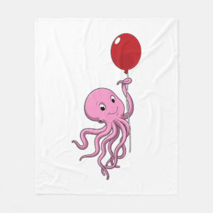 Octopus met ballon fleece deken