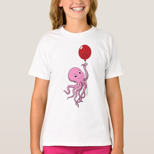 Octopus met ballon t-shirt (Voorkant)