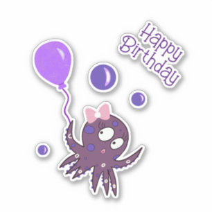 Octopus met ballonnen sticker