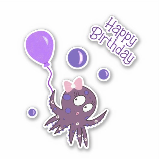 Octopus met ballonnen sticker (Voorkant)