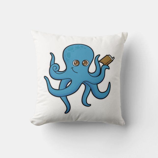 Octopus met boek kussen (Voorkant)
