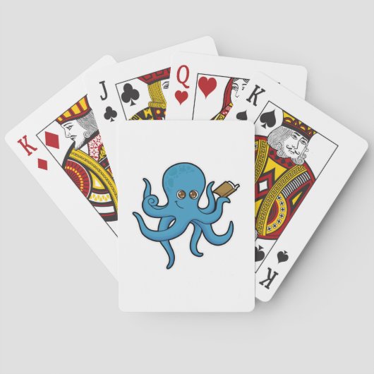 Octopus met boek pokerkaarten (Achterkant)
