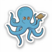 Octopus met boek sticker (Voorkant)