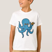 Octopus met boek t-shirt (Voorkant)