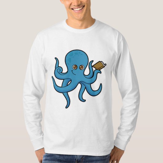 Octopus met boek t-shirt (Voorkant)