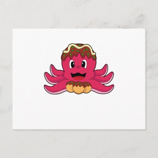 Octopus met cake briefkaart (Voorkant)