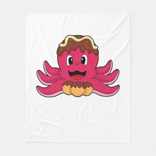 Octopus met Cake Fleece Deken (Voorkant)