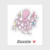 Octopus met Crayon Sticker (Vel)