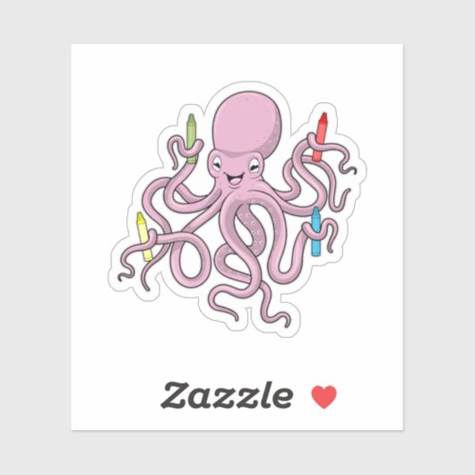 Octopus met Crayon Sticker (Vel)