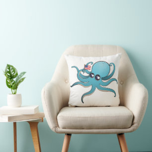 Octopus met de Amerikaanse vlag Kussen