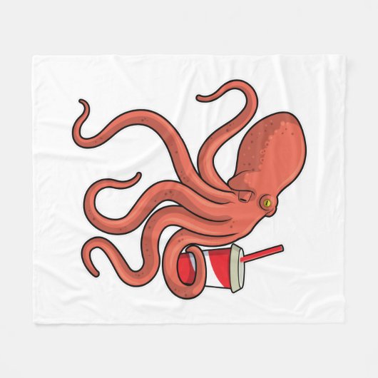 Octopus met Drink Fleece Deken (Voorkant (Horizontaal))