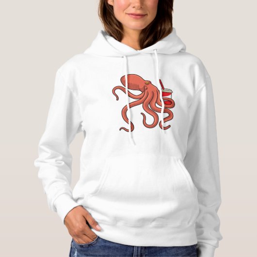 Octopus met Drink Hoodie (Voorkant)