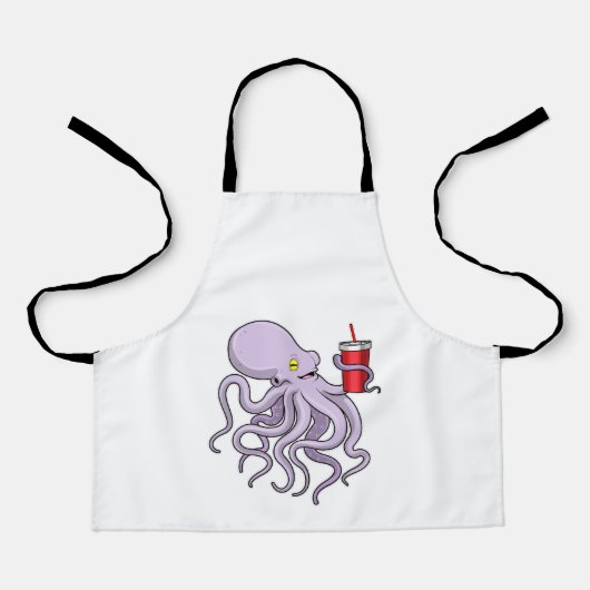 Octopus met Drink mok Schort (Voorkant)