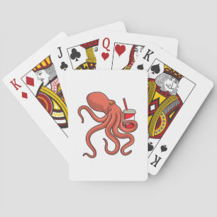 Octopus met Drink Pokerkaarten