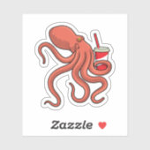 Octopus met Drink Sticker (Vel)