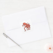 Octopus met Drink Vierkante Sticker (Envelop)