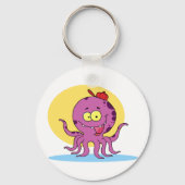 Octopus met een rode bal Petten Sleutelhanger (Voorkant)