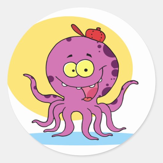 Octopus met een rode bal Petten Stickers (Voorkant)