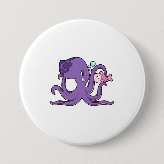 Octopus met Fish.PNG Ronde Button 7,6 Cm (Voorkant)