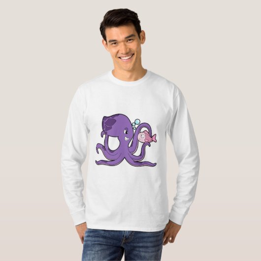 Octopus met Fish.PNG T-shirt (Voorkant volledig)