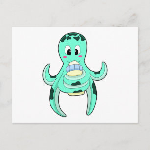 Octopus met Fles Melk Briefkaart