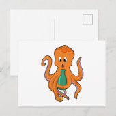 Octopus met Fles.PNG Briefkaart (Voorkant / Achterkant)