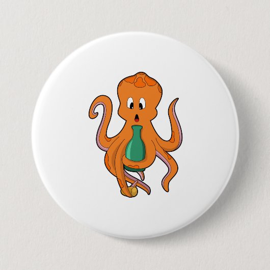Octopus met fles.PNG Ronde Button 7,6 Cm (Voorkant)