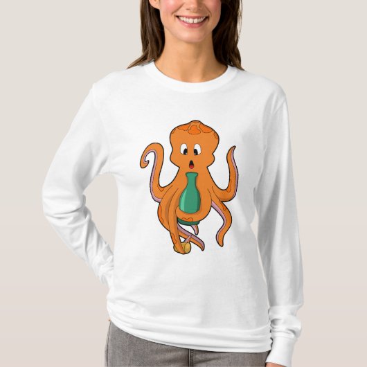 Octopus met fles.PNG T-shirt (Voorkant)