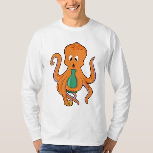 Octopus met fles.PNG T-shirt (Voorkant)