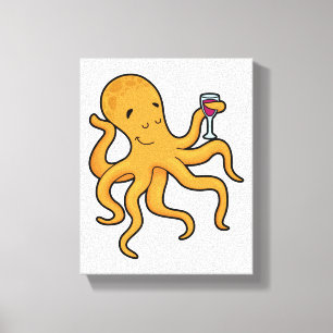 octopus met glas van ijs canvas afdruk