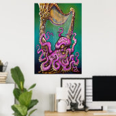 Octopus met Harp Poster (Thuiskantoor)
