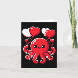 Octopus Met Hart Ballonnen Schattige Valentijnsdag Kaart