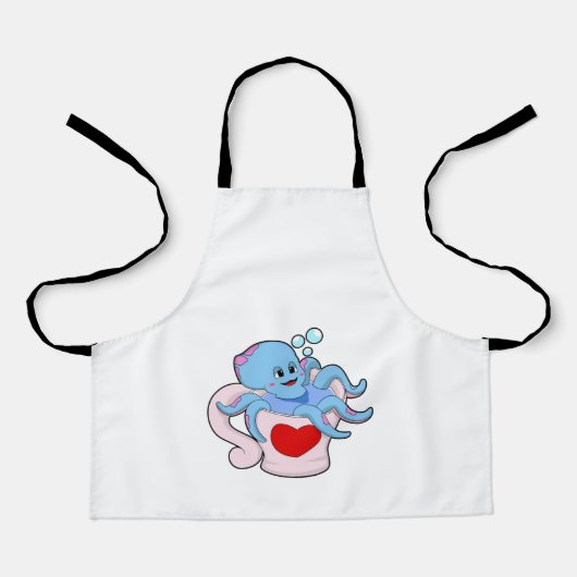 Octopus met hartbeker.PNG Schort (Voorkant)