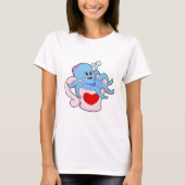 Octopus met hartbeker.PNG T-shirt (Voorkant)