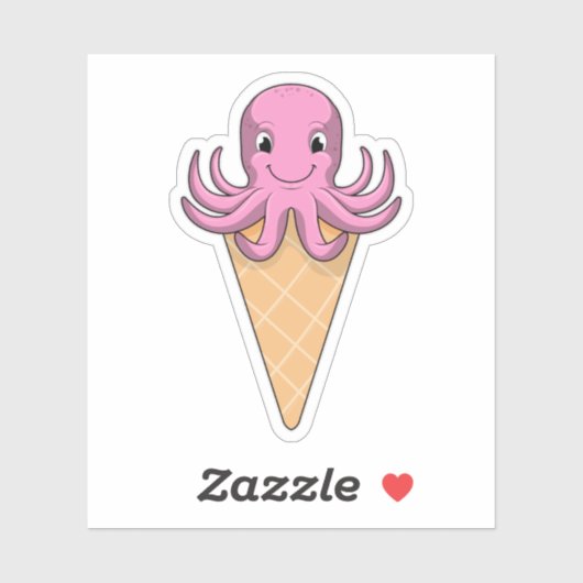 Octopus met ijscrème sticker (Vel)