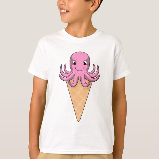 Octopus met ijscrème t-shirt (Voorkant)