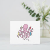 Octopus met kleurpotlood briefkaart (Staand voorkant)