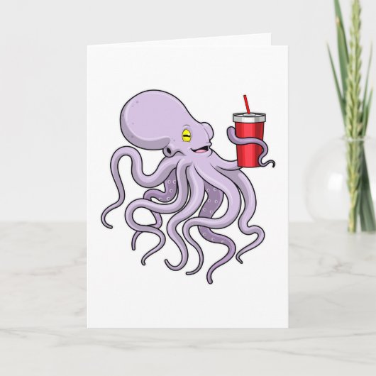 Octopus met koffiebeker kaart (Voorkant)
