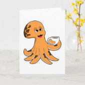 Octopus met kopje koffie kaart (Gele Bloem)