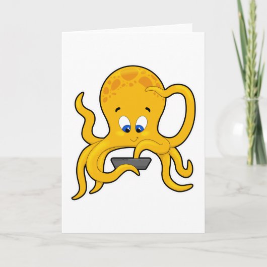 Octopus met laptop kaart (Voorkant)
