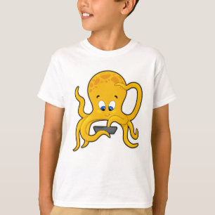 Octopus met laptop t-shirt