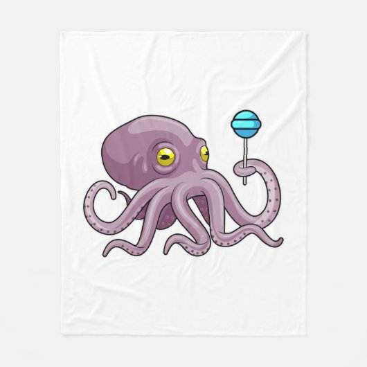 Octopus met Lollipop Fleece Deken (Voorkant)