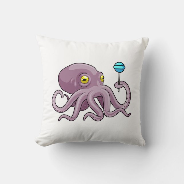 Octopus met Lollipop Kussen (Voorkant)