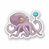 Octopus met Lollipop Sticker (Voorkant)