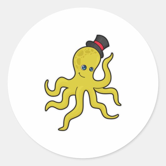 Octopus met Pet Ronde Sticker (Voorkant)